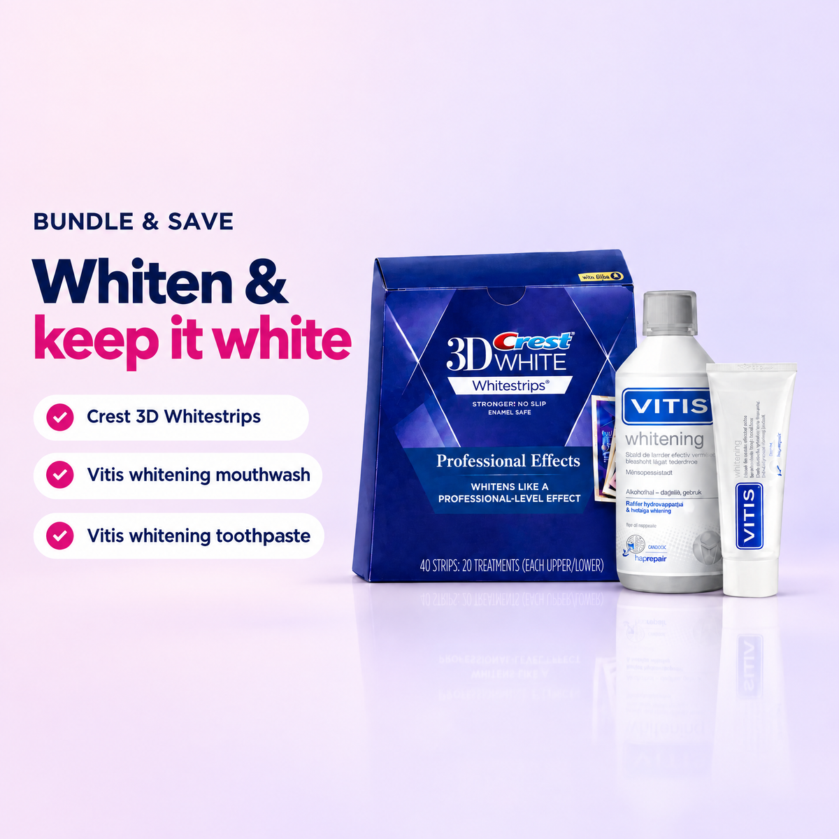 Crest 3D Whitestrips bundle - key benefits