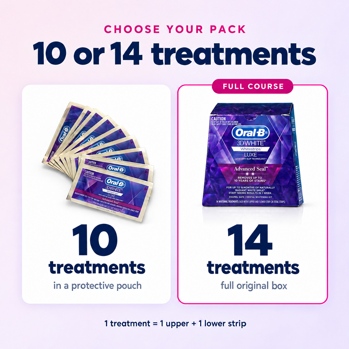 Oral-B 3D Whitestrips - choose 10 or 14 treatments
